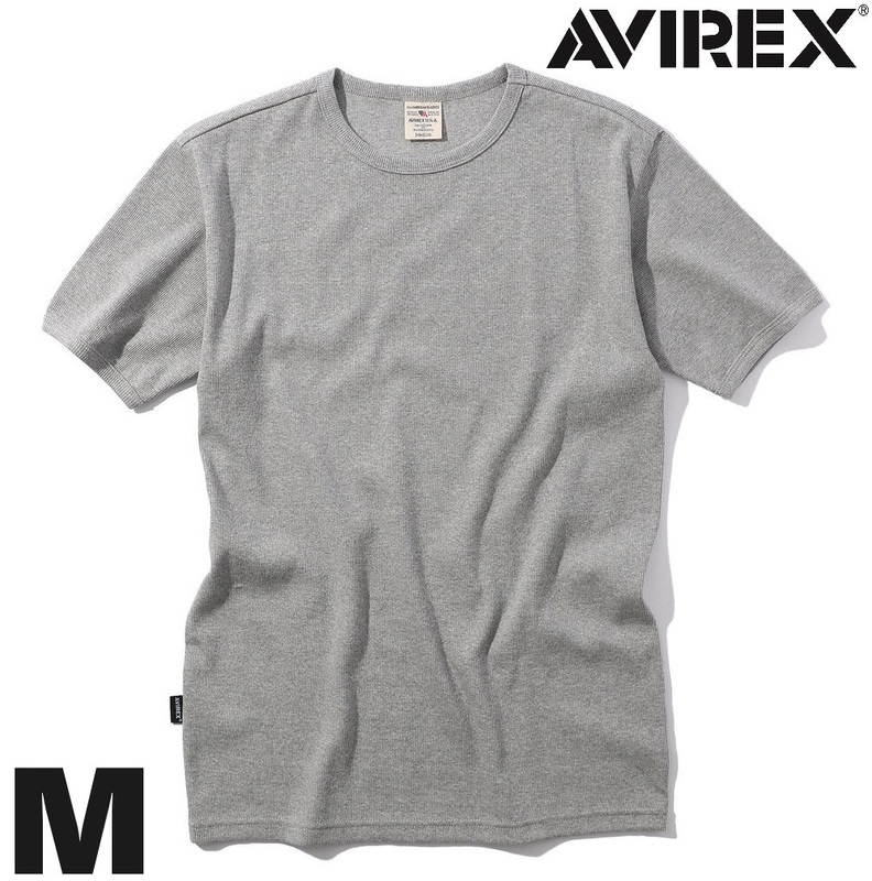 AVIREX 半袖 クルーネック Tシャツ Mサイズ グレー / アヴィレックス アビレックス 新品 DAILY RIB S/S リブ 丸首 デイリーウェア