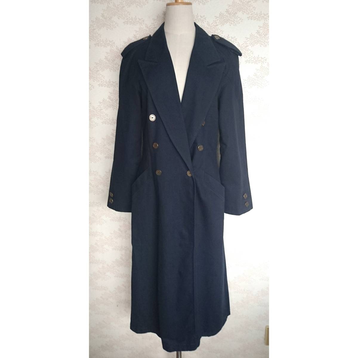 古着 トレンチコート トレンチ ネイビー 紺 vintage ヴィンテージ ロングコート ロング コート ビンテージ マキシ丈 スプリングコート 美品