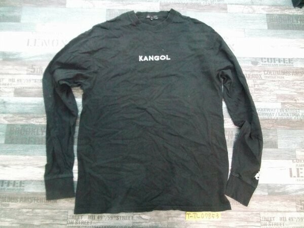 KANGOL カンゴール メンズ ロゴ刺繍 ロンT 長袖Tシャツ L 黒