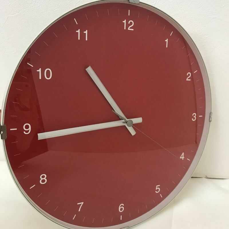 298　中古　SKPセイコータイムクリエーション　目を引く真っ赤な掛時計　直径32cm　連続秒針　JEWELS　QUARTZ　クォーツ　稼働品