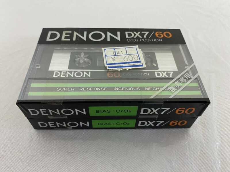 【新品未開封】 DENON デノン DX7/60 60分 2本セット CrO2 POSITION ハイポジ クロム カセットテープ 未使用 日本コロムビア 昭和レトロ 3