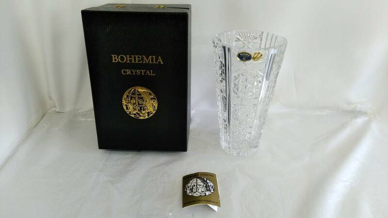 未使用品 BOHEMIA CRYSTAL BOHEMIAN GLASSWARE 24％ PBO CRYSTAL 花瓶 花器 花入 花生 フラワーベース クリスタルガラス