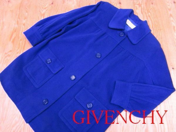 ★ジバンシィ ジバンシー GIVENCHY★レディース カシミヤ混 デザインウールコート ブルー★R60211013B