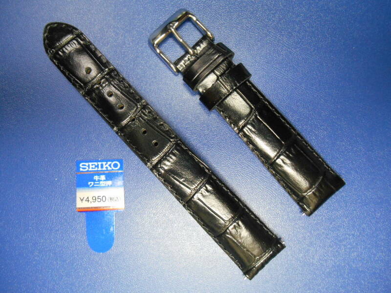 SEIKO 牛革 ワニタケフ型押し 厚型タイプ 18ミリ 黒色 品番:RS01C18BK