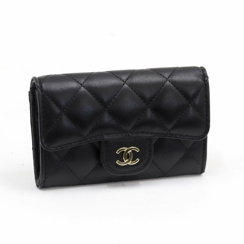 CHANEL　シャネル　クラッシクフラップ　カードケース　AP0214　ラムスキン　黒