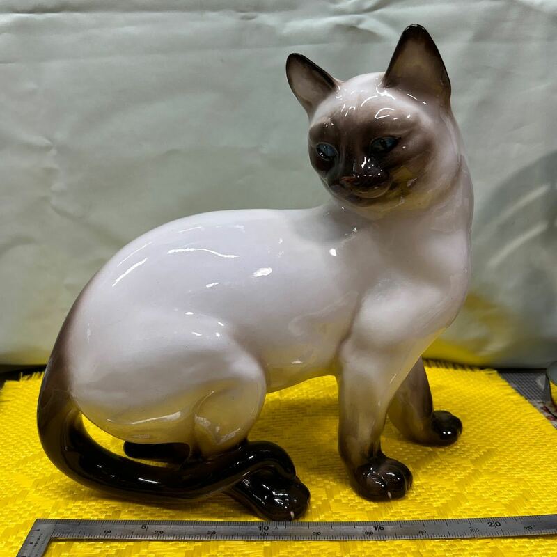 ronxan Ronxan ロンザン　置物　シャム猫　イタリー製　イタリア　手作り　高さ約30㎝　幅約35㎝　奥行き約15㎝