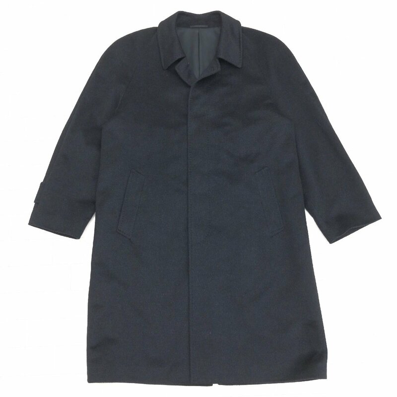 ◆Cashmere Coat 高級カシミヤ100% ステンカラーコート L 黒系 ブラック系 ロングコート ウールコート メンズ 紳士