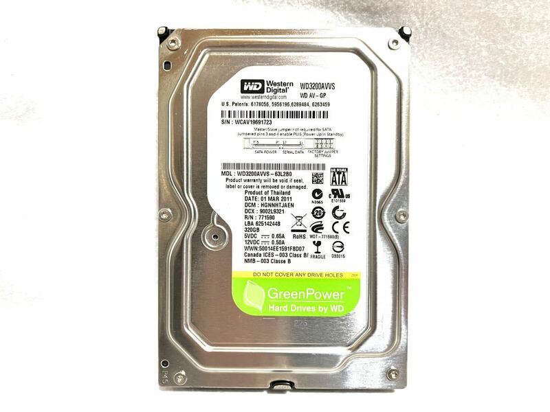 DXアンテナ HDD&ブルーレイレコーダー DXBS320 交換用HDD WD3200AVVS (#01