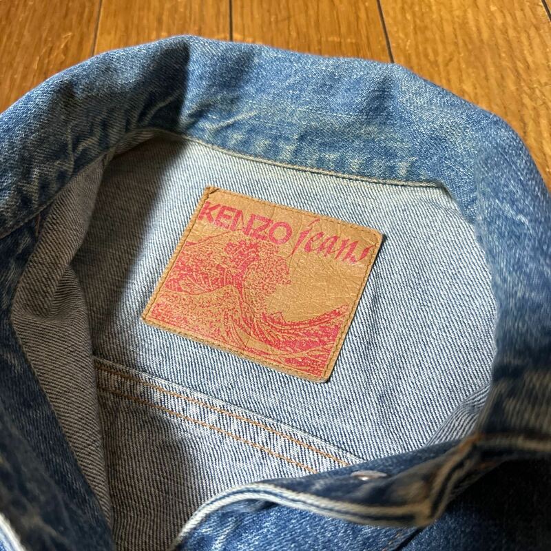 美品KENZOjeansデニムジャケットジージャン貴重廃盤旧タグトラッカーDENIMfreeサイズカウボーイ希少VINTAGE古着コットンレディースwoman