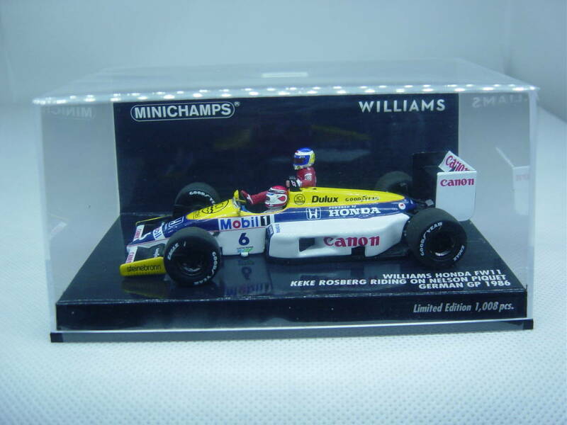 送料300円～ MINICHAMPS 1/43 WILLIAMS FW11 KEKE ROSBERG RIDING ON NELSON PIQUET GERMAN GP 1986 #6 ウィリアムズ ドイツGP