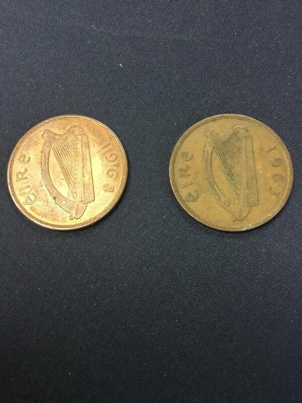 アイルランドの硬貨　２枚　1d