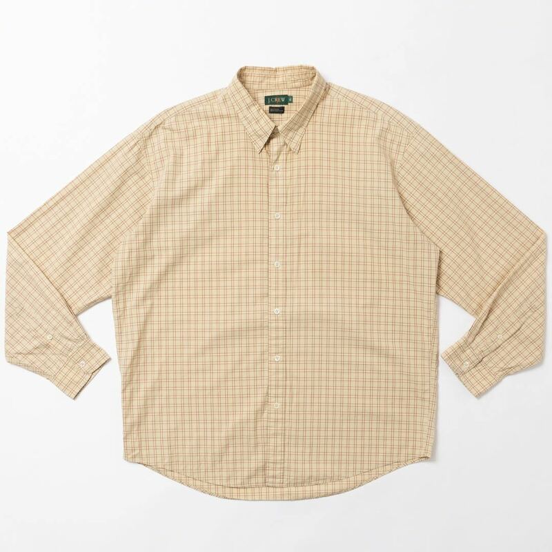 90s J.CREW コットン チェックシャツ イエロー 黄色 巨人タグ POLO RALPH LAUREN 長袖シャツ ポロ ラルフローレン 長袖 XLサイズ