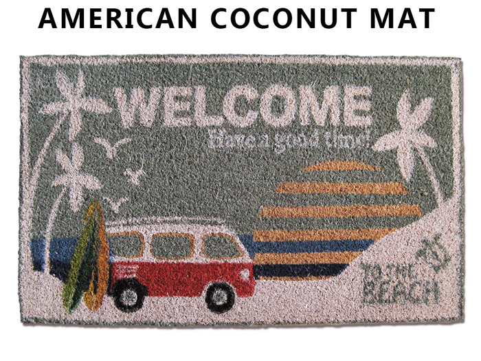 ココナツマット (ウェルカムバス) ワーゲンバス ワゴン 車 ヤシ 玄関 ココマット コイヤーマット 屋外 西海岸風 インテリア アメリカン雑貨
