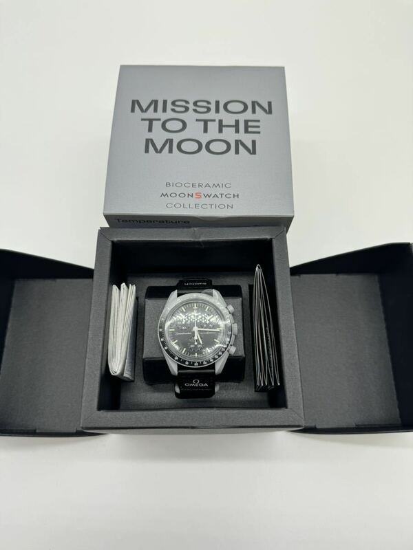 新品未使用オメガ×スウォッチ ミッショントゥザムーン クオーツ ブラック 文字盤 3針式 メンズ 腕時計Mission to moon Swatch OMEGA 