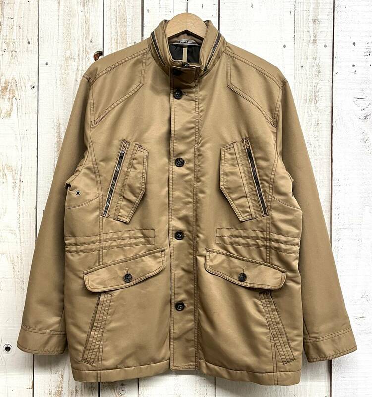 紳士 メンズ ＊GOLDEN BEAR ゴールデンベア ＊ワークジャケット ジャンパー ＊フード収納襟 スタンドカラー ＊M size ベージュ GOLF ゴルフ