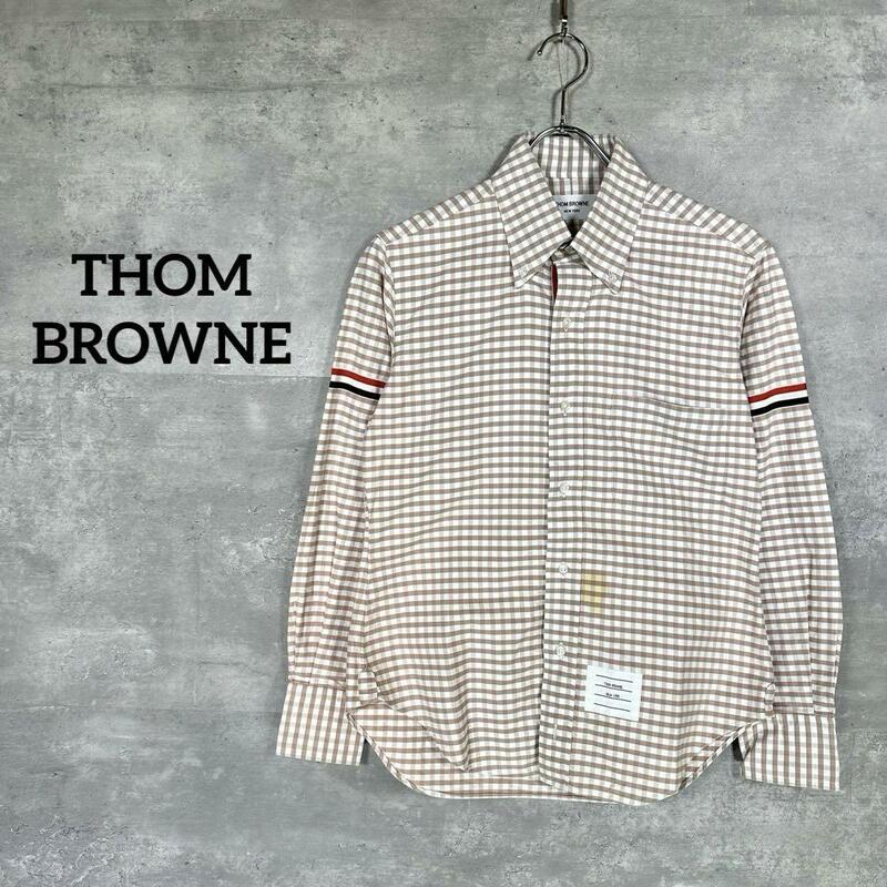 『THOM BROWNE.』 トムブラウン チェック柄 ボタンダウンシャツ ブラウン
