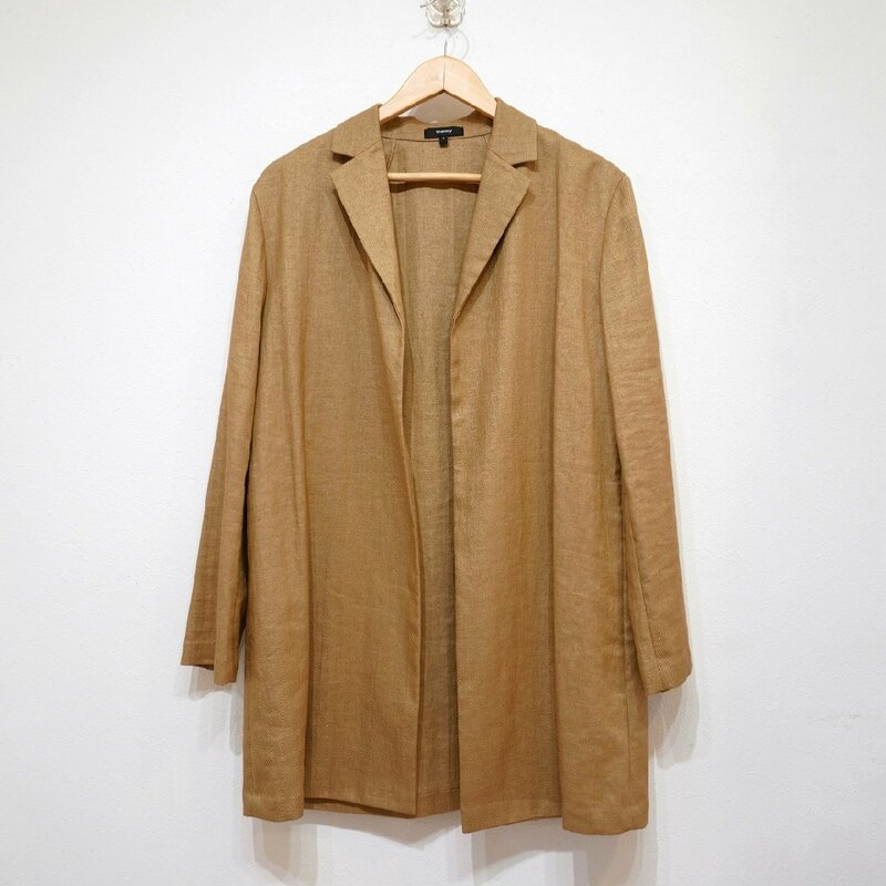 Theory (S) OVERLAY LUXE LINEN リネン ロングジャケット ボタンレス テーラードジャケット セオリー I2-67