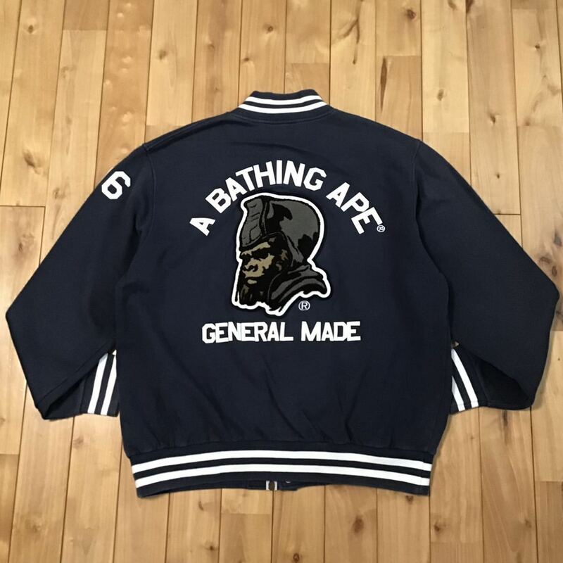 ★XL★ General スウェット スタジャン ネイビー a bathing ape BAPE sweat varsity jacket エイプ ベイプ アベイシングエイプ NIGO w78