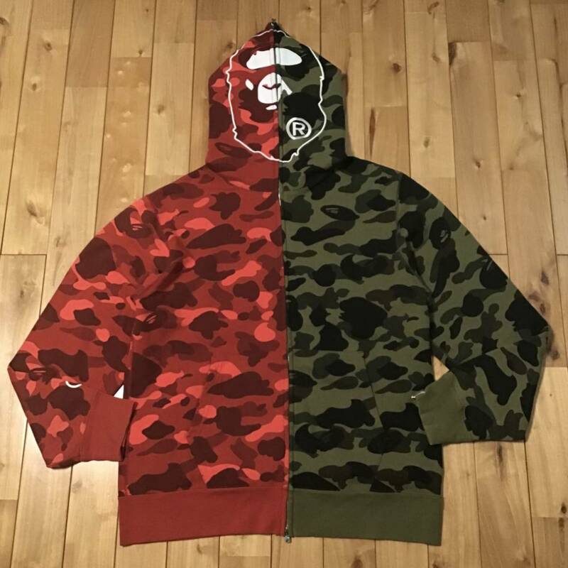 ★2XL★ APE head full zip Hoodie 1st camo × Red camo a bathing ape BAPE パーカー エイプ ベイプ アベイシングエイプ XXL 迷彩 i932