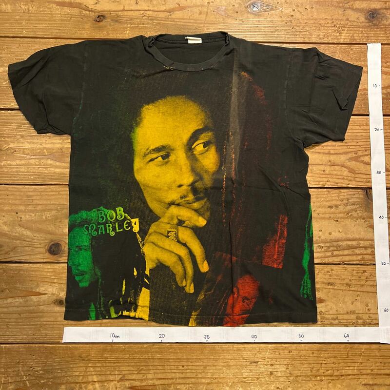 Bob Marley Tee 黒　ラスタカラー　ボブマーレー　Tシャツ サイズＬ