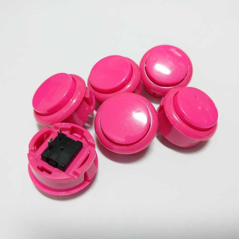 6個 ピンク色押しボタン 30mm 30Φ コントローラーアケコンの自作に プッシュボタン アーケードゲーム筐体コンパネ用三和電子互換 桃色