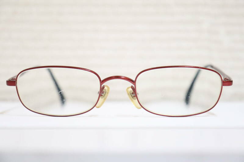 4677 本物 GIORGIO ARMANI ジョルジオアルマーニ 金属 フレーム 眼鏡 めがね メガネ 赤 レッド ピンク レディース 283 1135 度入り