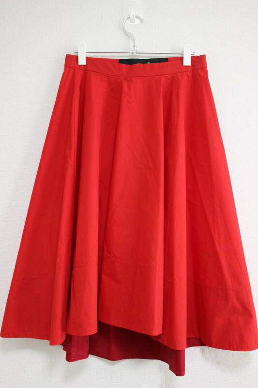 E481 美品 Drawer ドゥロワー フレアースカート カラースカート ミモレ丈スカート 赤 レッド 38 Mサイズ レディース ユナイテッドアローズ