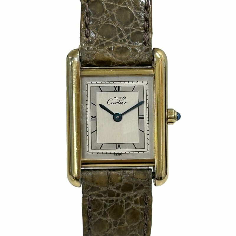 Cartier カルティエ マストタングヴェルメイユ 腕時計 レディース 366001 革ベルト ブラウン系 【中古】