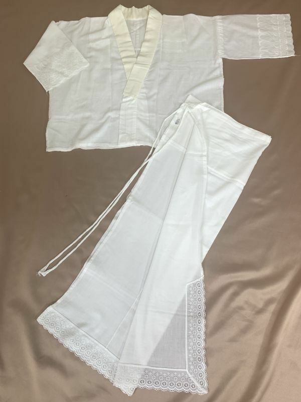 保管品　和装用インナー　肌襦袢と裾除けのセット　白　レース　綿　Ｍサイズ　日本製　