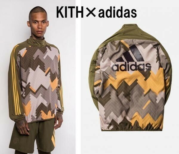 新品 KITH×ADIDAS SOCCER２GOALIEJERSEYRAYSHOME オレンジ×オリーブ×ブラック キスニューヨークシティ×アディダス