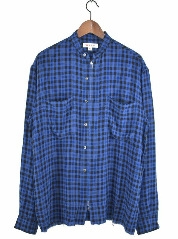 MASU/エムエーエスユー　23AW　ジップアップチェックシャツ　MMSS-SH0223　サイズ：46　カラー：ブルー