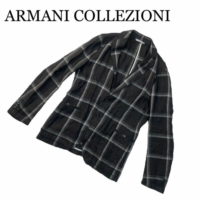 ARMANI COLLEZIONI アルマーニコレツォーニ ジャケット 薄手 チェック グレーブラウン系 サイズ 40