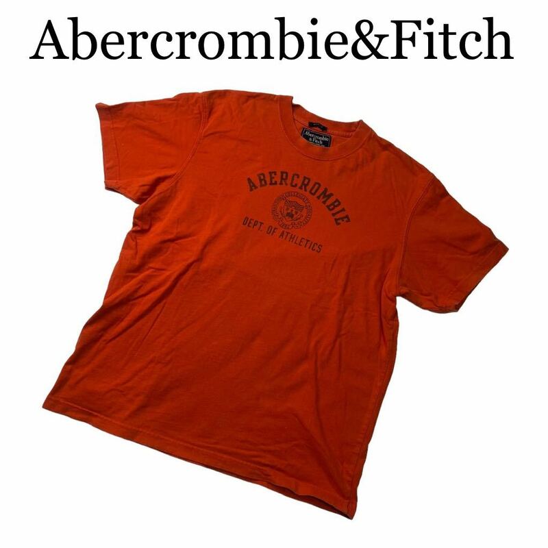 Abercrombie&Fitch アバクロンビー&フィッチ アバクロ Tシャツ 半袖 オレンジ プリント L トップス 
