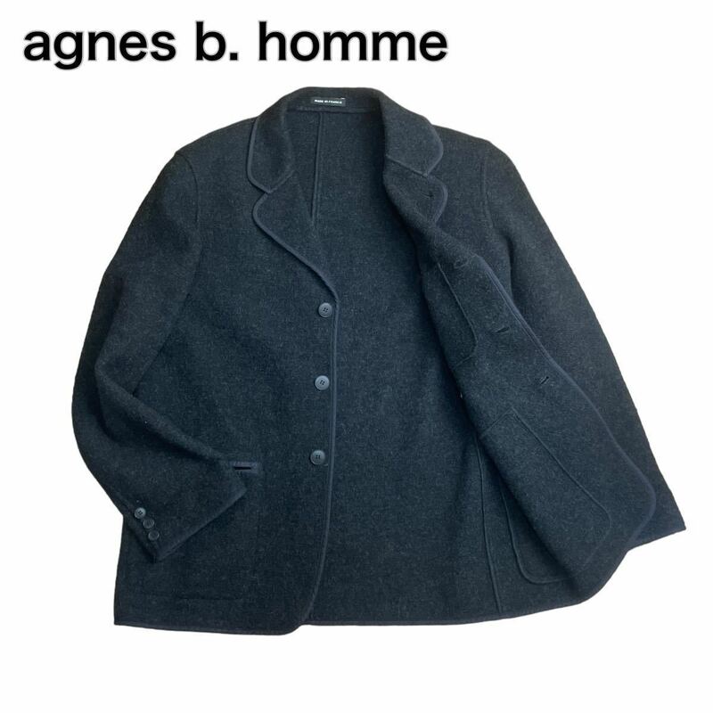 agnes b. homme アニエスベーオム フランス性 ウールジャケット ブラック黒 L相当