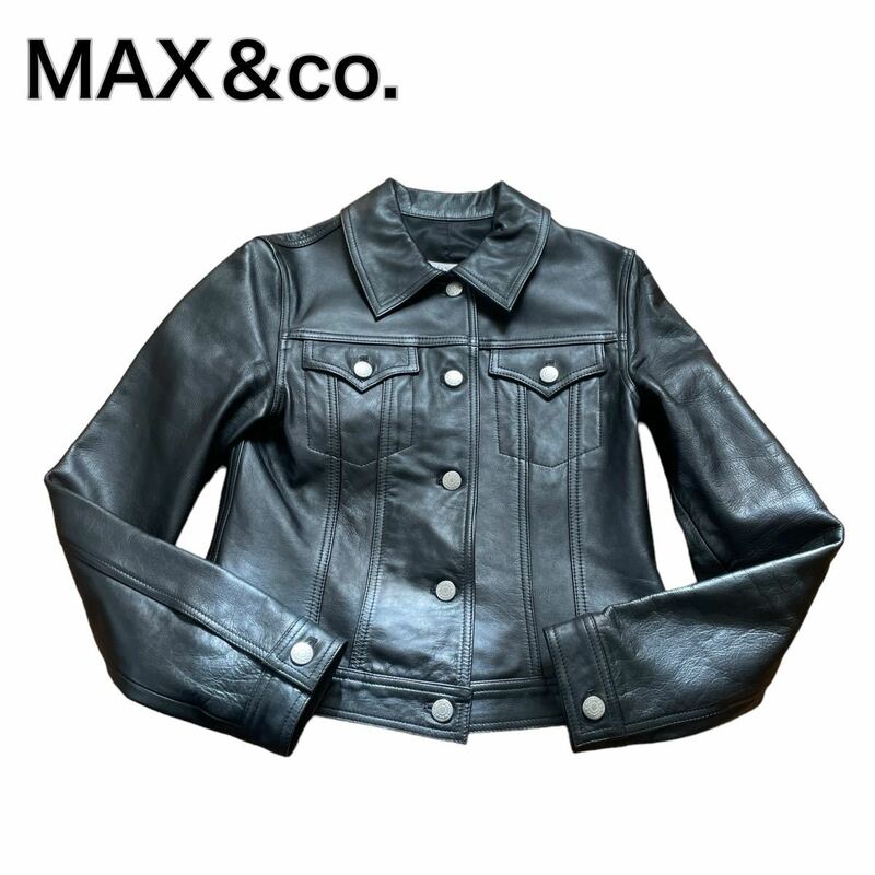 MAX＆co. マックスアンドコー レザージャケット 黒ブラック ライダース 38 M
