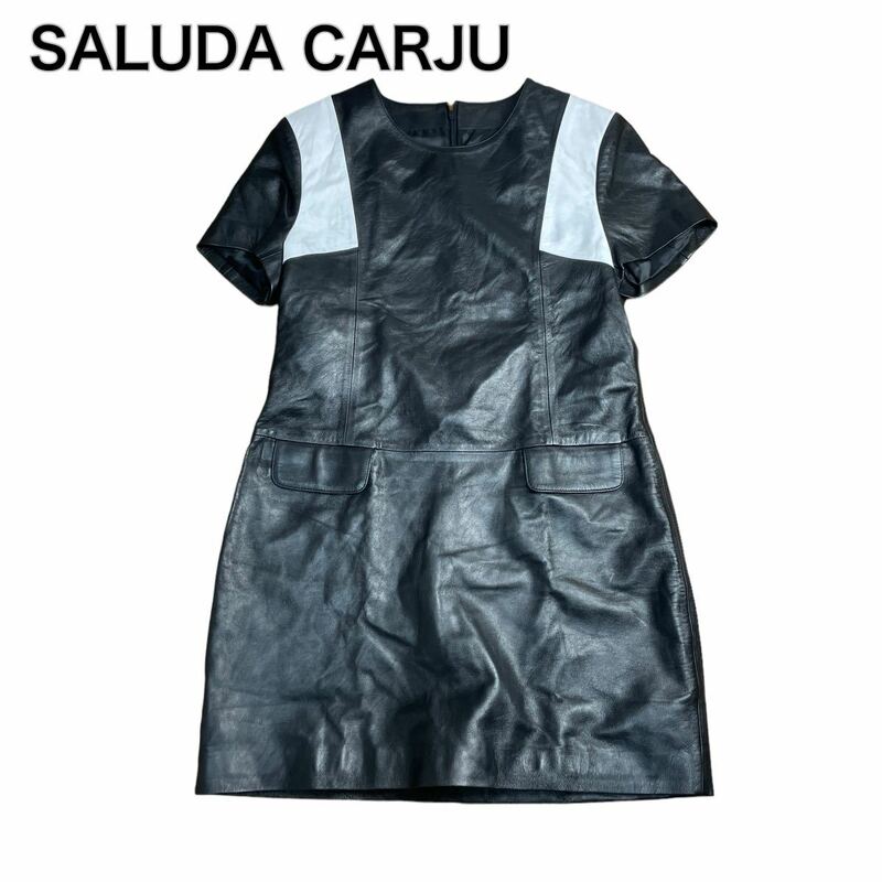 SALUDA CARJU レザーワンピース 本革 ブラック黒 XL 大きいサイズ 