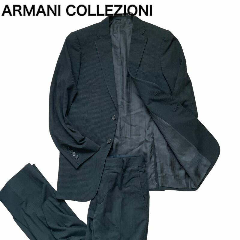 ARMANI COLLEZIONI アルマーニコレツォーニ セットアップ スーツ ストライプ ビジネス ブラック 黒46 L