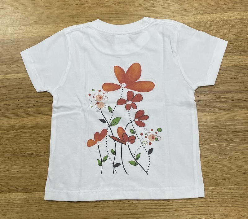 [江戸てん]訳あり Tシャツ100 キッズ 5.6オンス コットン100％ 花　ハート