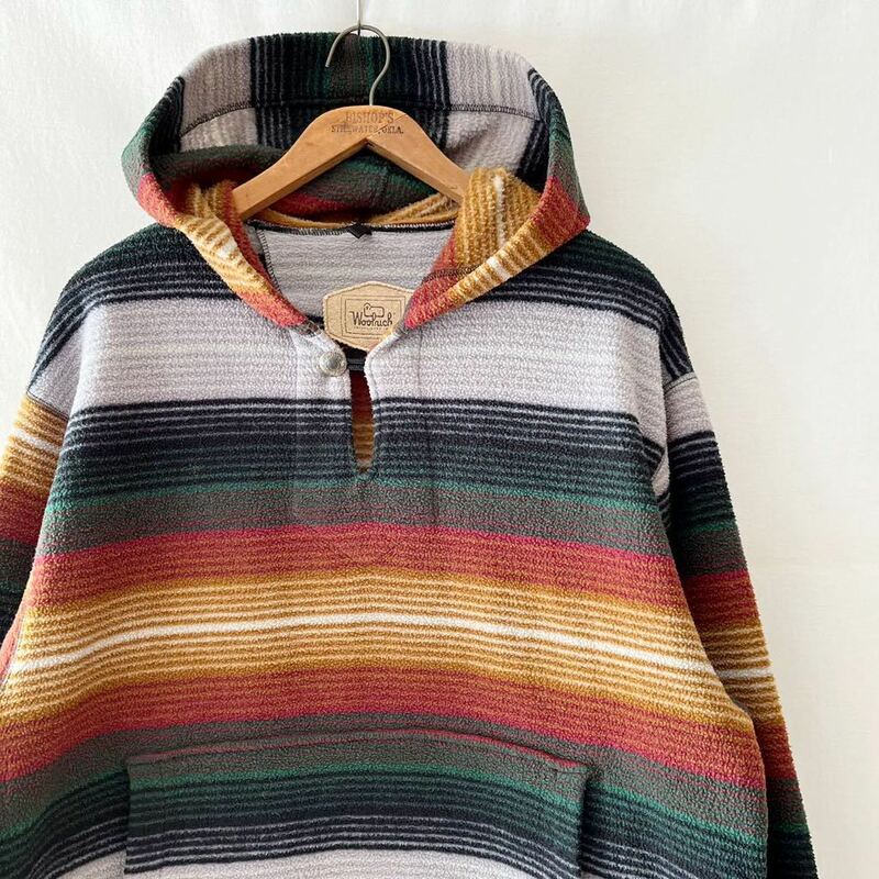 90s WOOLRICH ネイティブ ボーダー フリース メキシカンパーカー M USA製 ビンテージ 90年代 ウールリッチ アメリカ製 ヴィンテージ