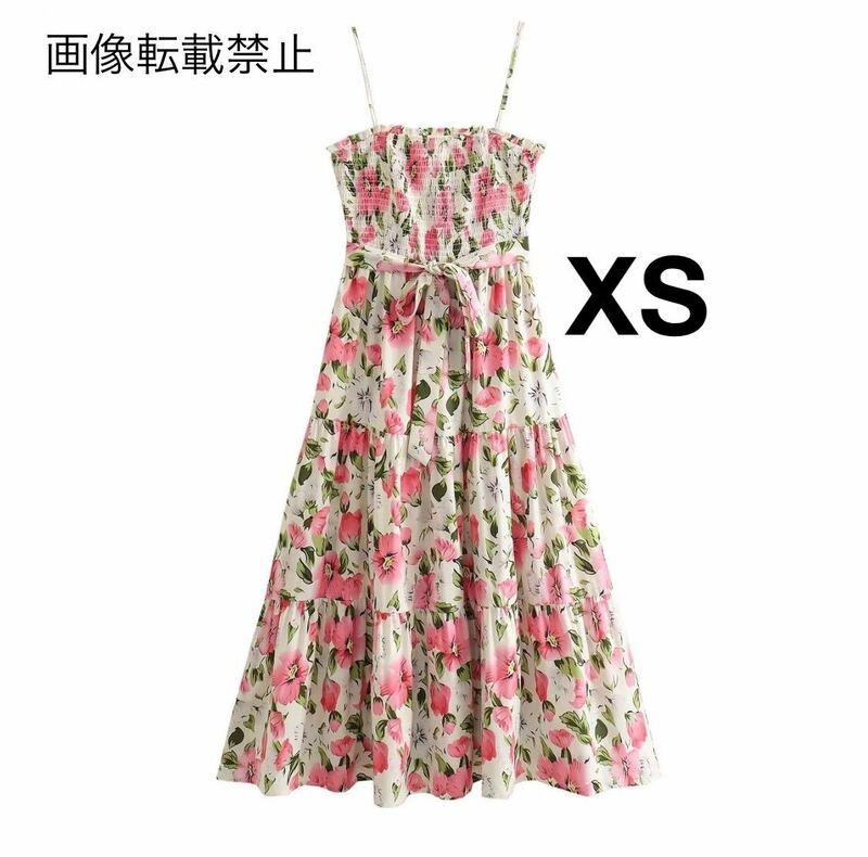 vintage ヴィンテージ レトロ フラワー 花柄 キャミワンピース ボトムス XSサイズ レディース★ZARA 好きな方に★2024 早春新作 新品★