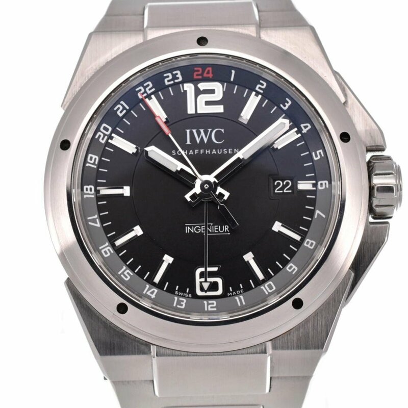 IWC IWC SCHAFFHAUSEN IW324402 インヂュニア デュアルタイム GMT デイト 自動巻き メンズ 美品 内箱・保証書付き J#127904