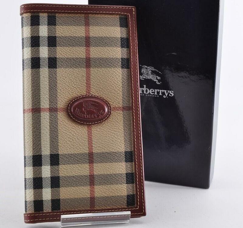 Burberry バーバリー ノバチェック シャドーホース 長財布 レザー 革 ブラウン 茶色 ベージュ 柄あり メンズ レディース 箱付き W1497