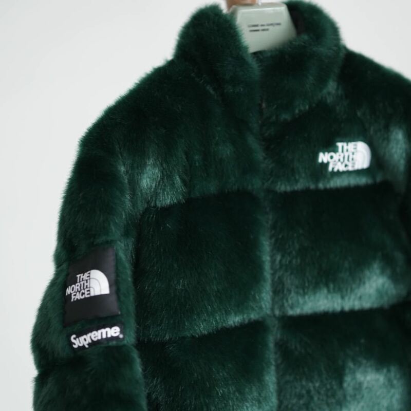 20AW Supreme The North Face Fur Nuptse グリーン ダウン ジャケット L シュプリーム ノースフェイス ファー ヌプシ 緑 国内正規