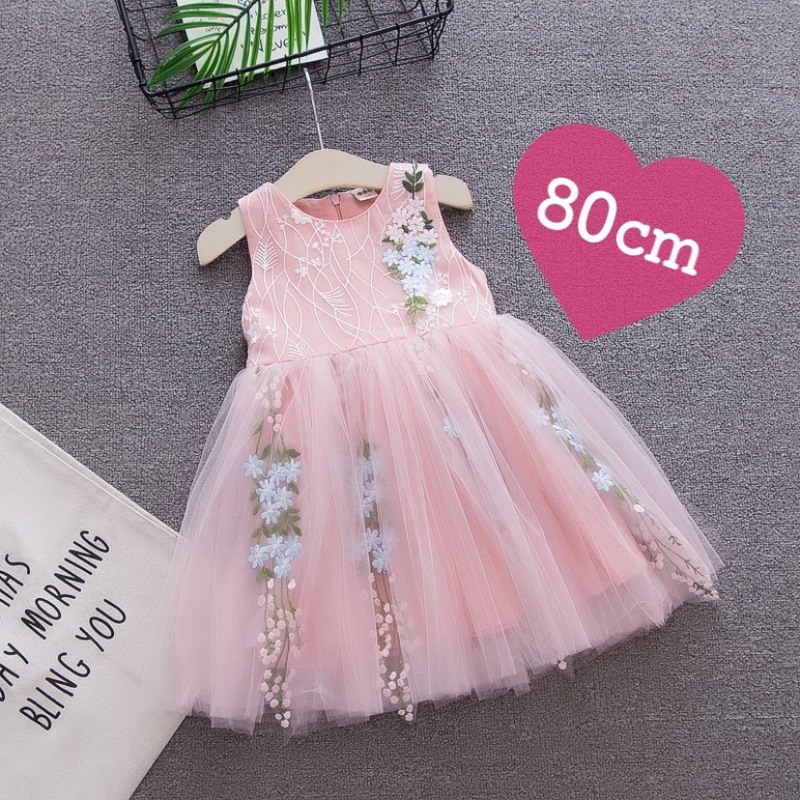 新品 お花畑ドレス 80㎝ ピンク 女の子 フォーマル ベビー
