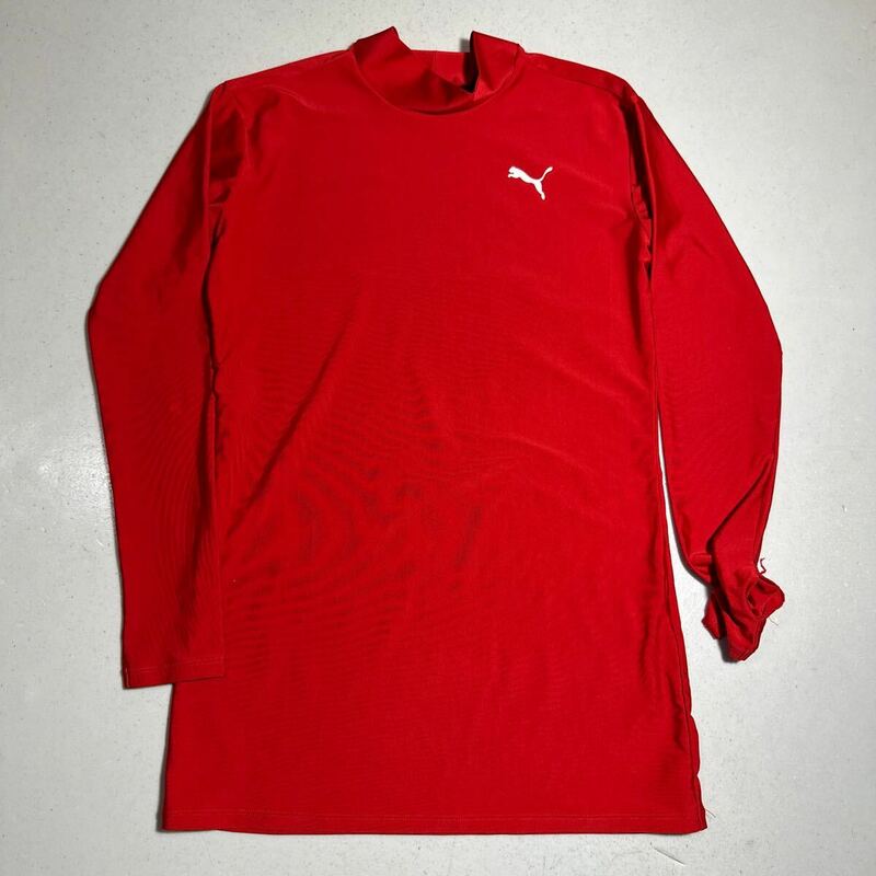 プーマ PUMA 赤 レッド サッカー トレーニング用 ハイネック 長袖 インナーシャツ Oサイズ