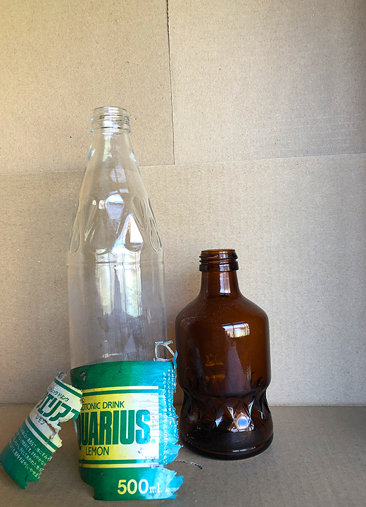 アクエリアス　レモン　500ml瓶　昭和レトロ　空き瓶　コレクション　コカ・コーラ　レトロ瓶　
