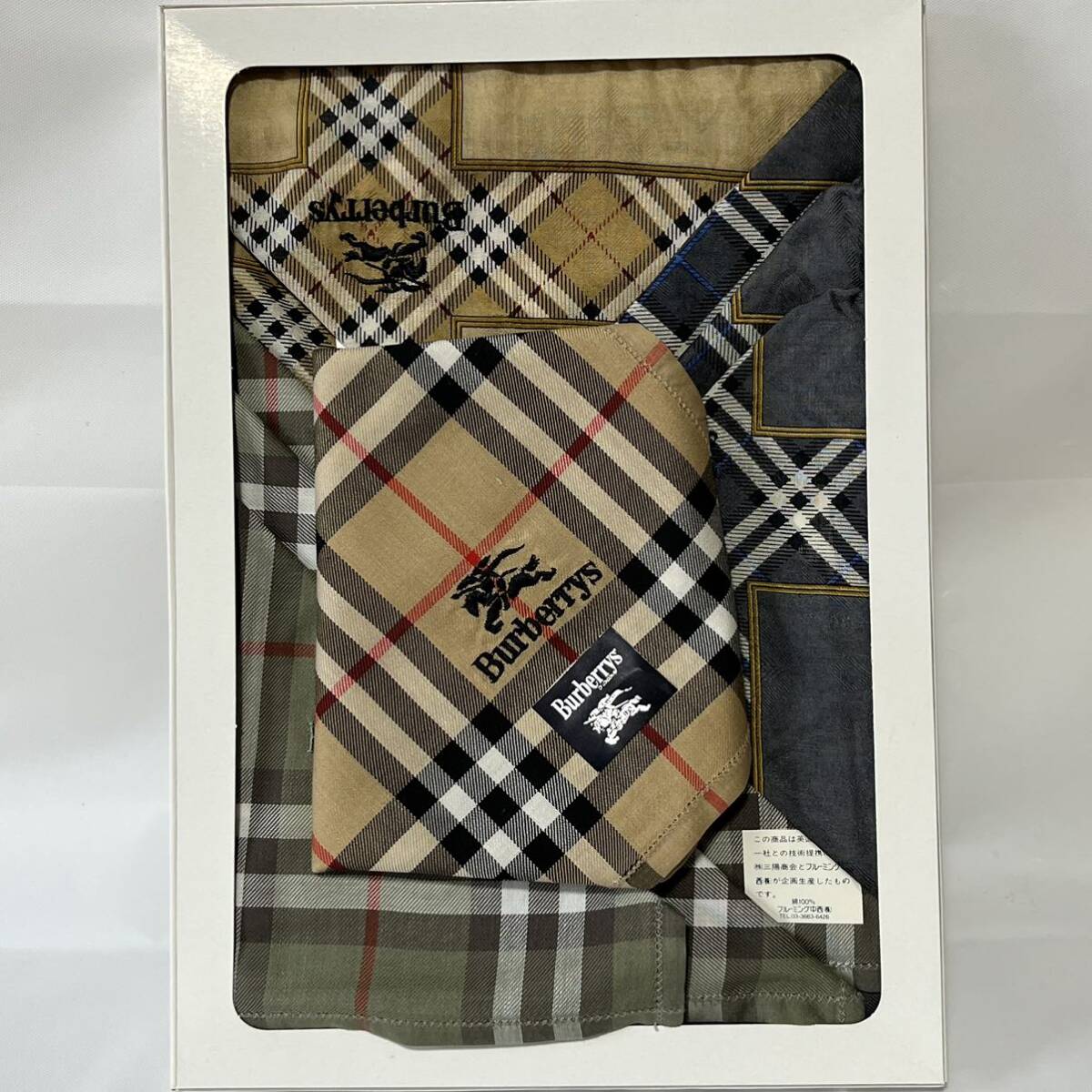 美品　BURBERRY オールドバーバリー　ノバチェックハンカチタグ付き４枚　4色希少セット　西武百貨店