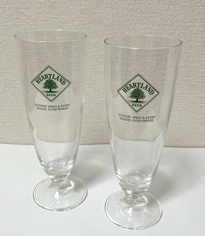 【万-19②】☆HEARTLAND BEER☆ ハートランド ビールグラス 2個 ガラス製　【未使用・保管品】　箱なし