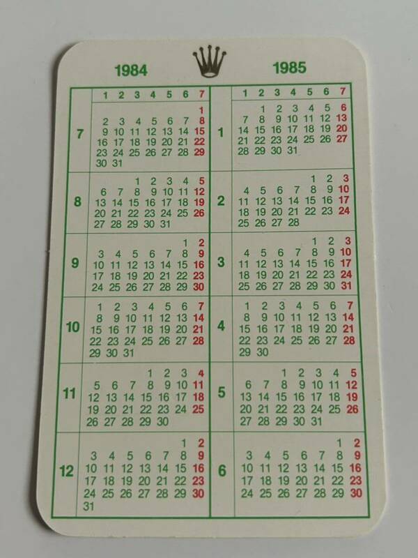 ROLEX ロレックス 1984-1985 calendar カレンダー ヴィンテージ アンティーク 付属品 純正付属品