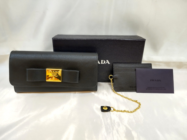 【プラダ】1MH132 サフィアーノリボン長財布 パスケース付☆Ａ品☆広島ユニオン本通店 PRADA